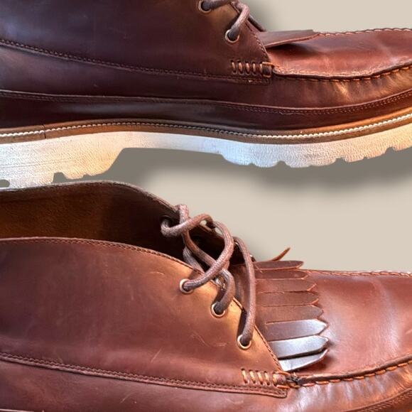 Men\'s 12 COLE HAAN American Classics Kiltie Chukka Brown Leather Boots  EUC